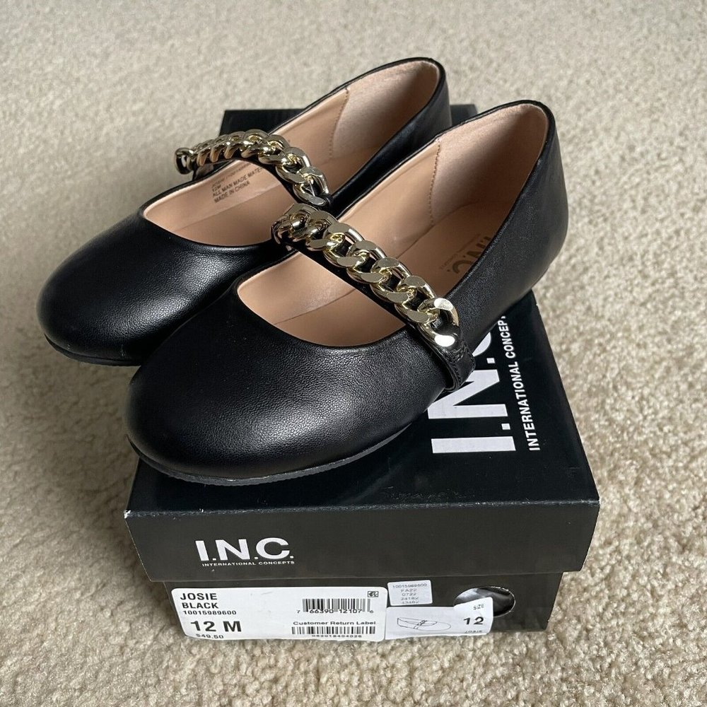 INC International Concepts Jodie Flat Gold Chain Strap Shoe Size 12